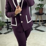 Tailleur femme chic à bordure contrastée