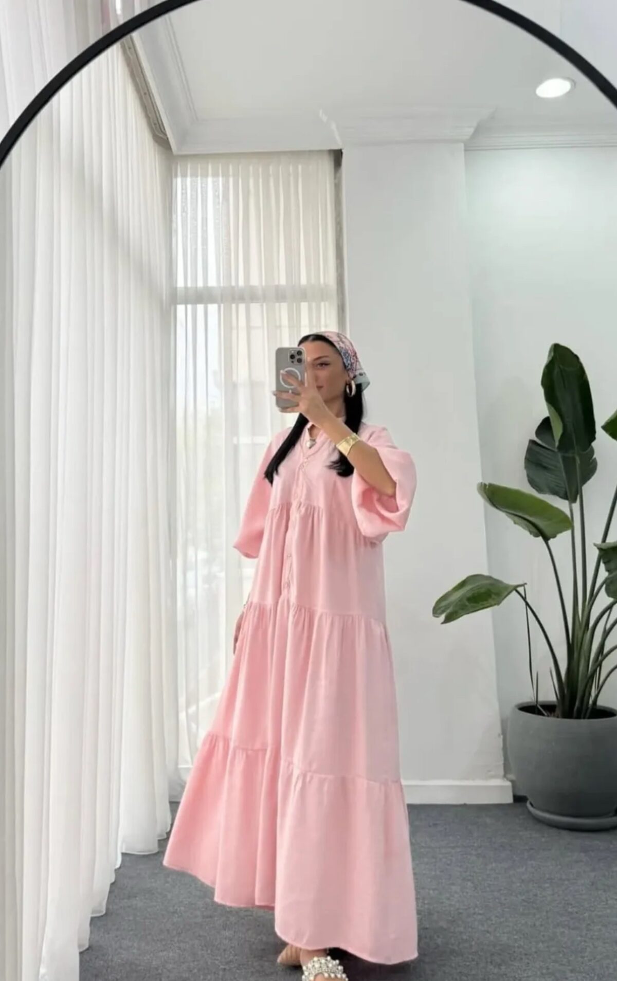 Robe longue fluide à manches larges