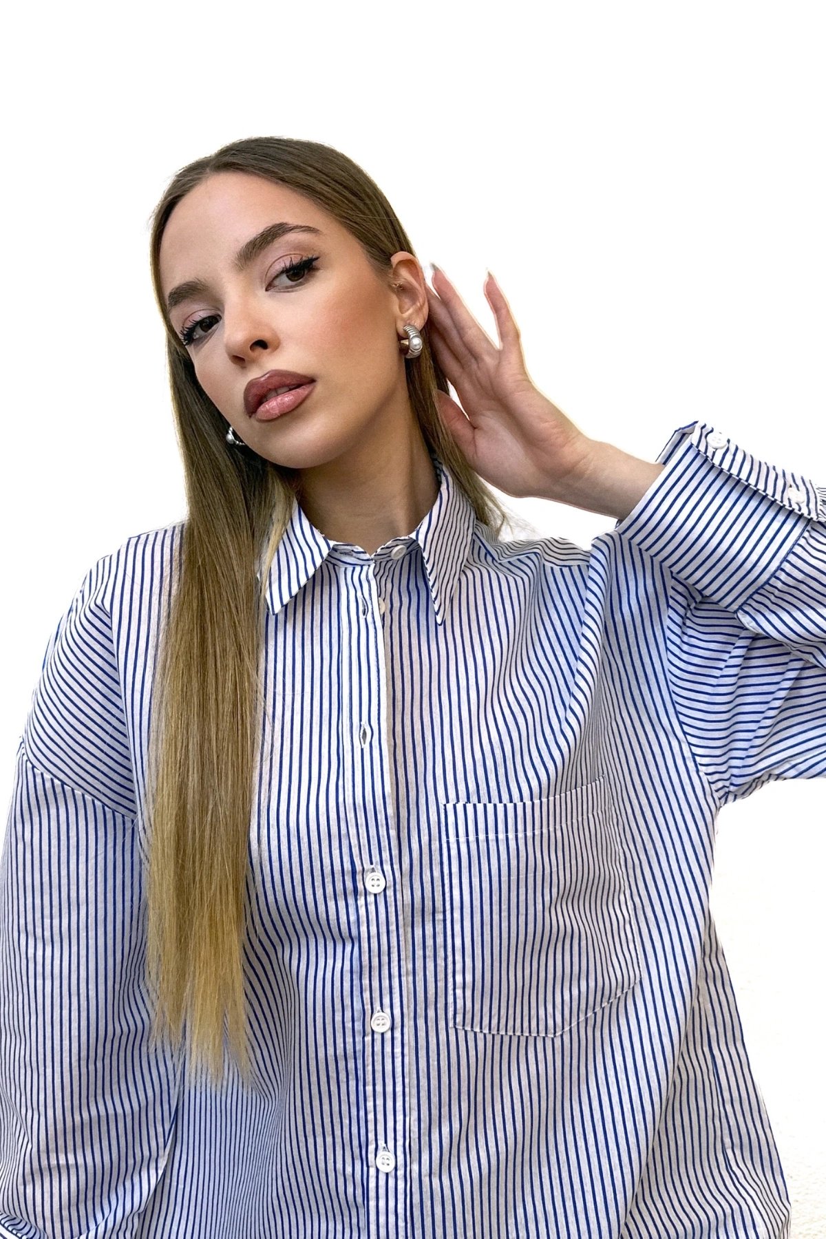 chemise bleu à rayures Blanc