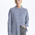 Chemise à rayures satin