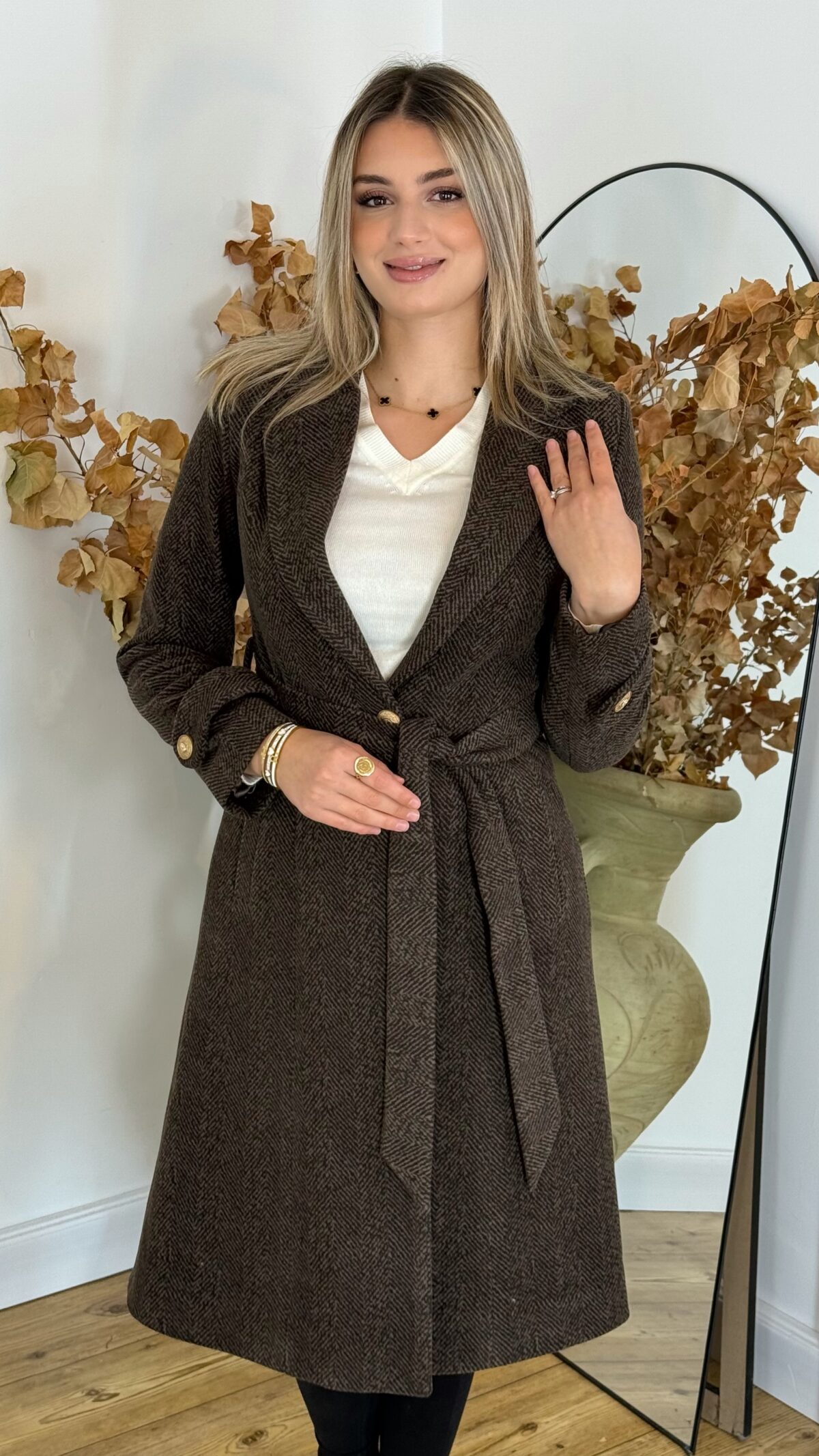 Manteau Mi-Long Chevrons