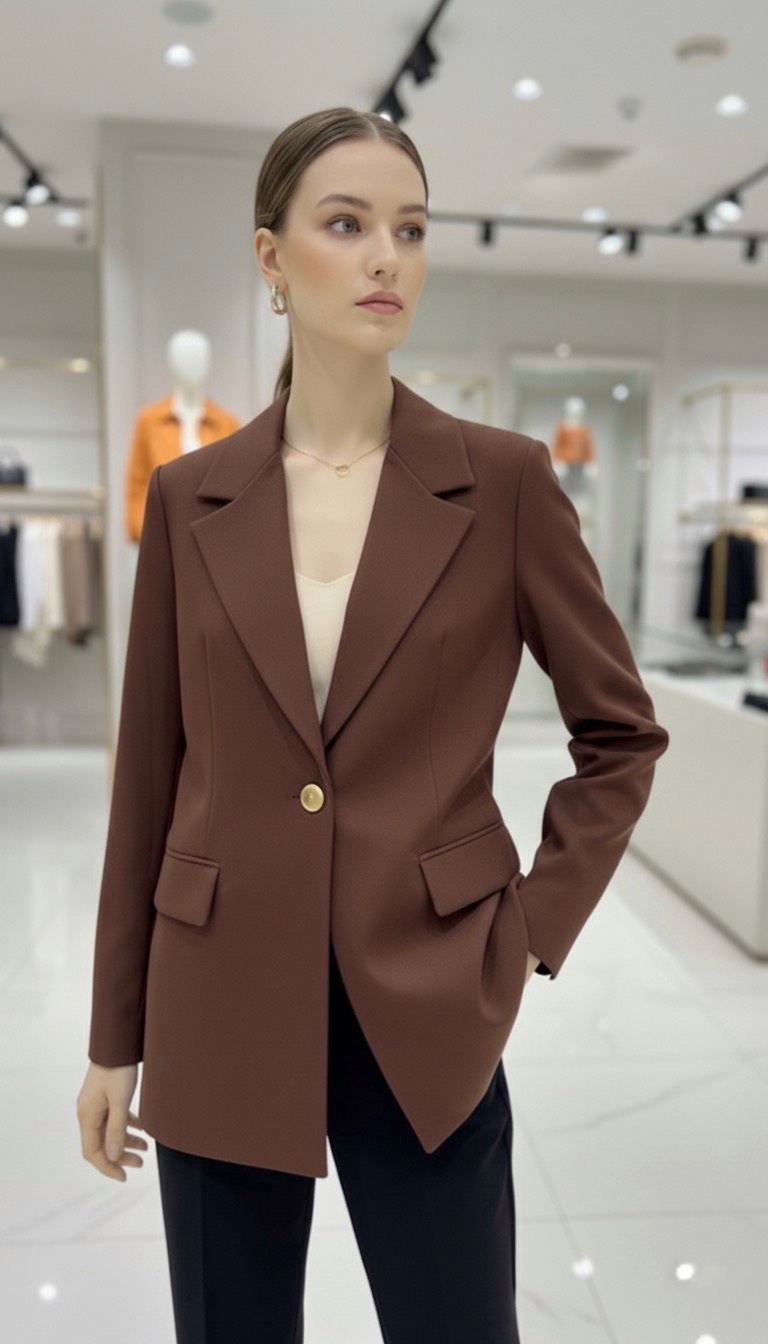 Blazer Marron Chocolat – Coupe Classique