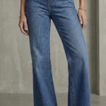 Jean Évasé Taille Haute Délavage Vintage