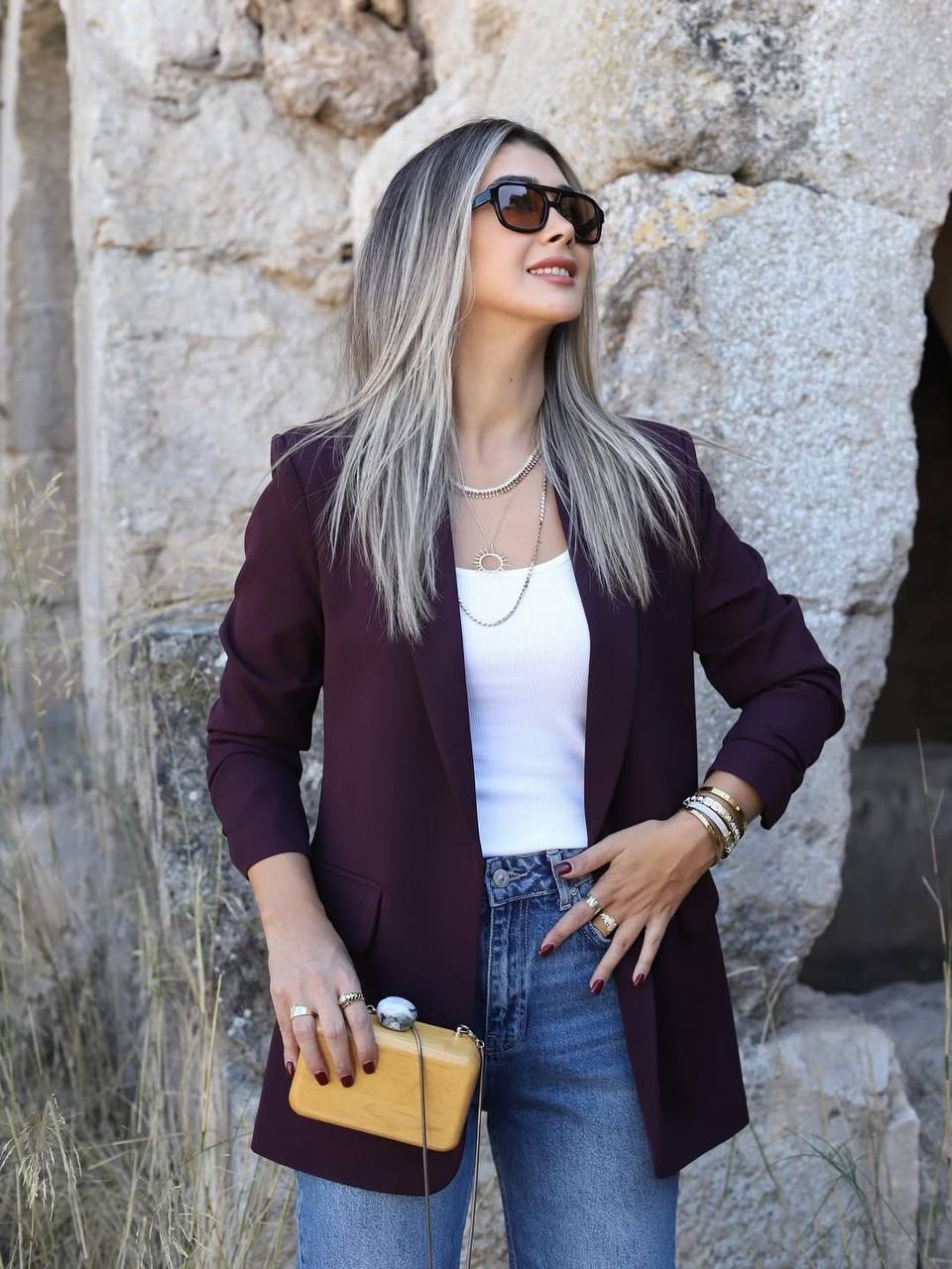 Blazer Fluide à Manches Froncées.