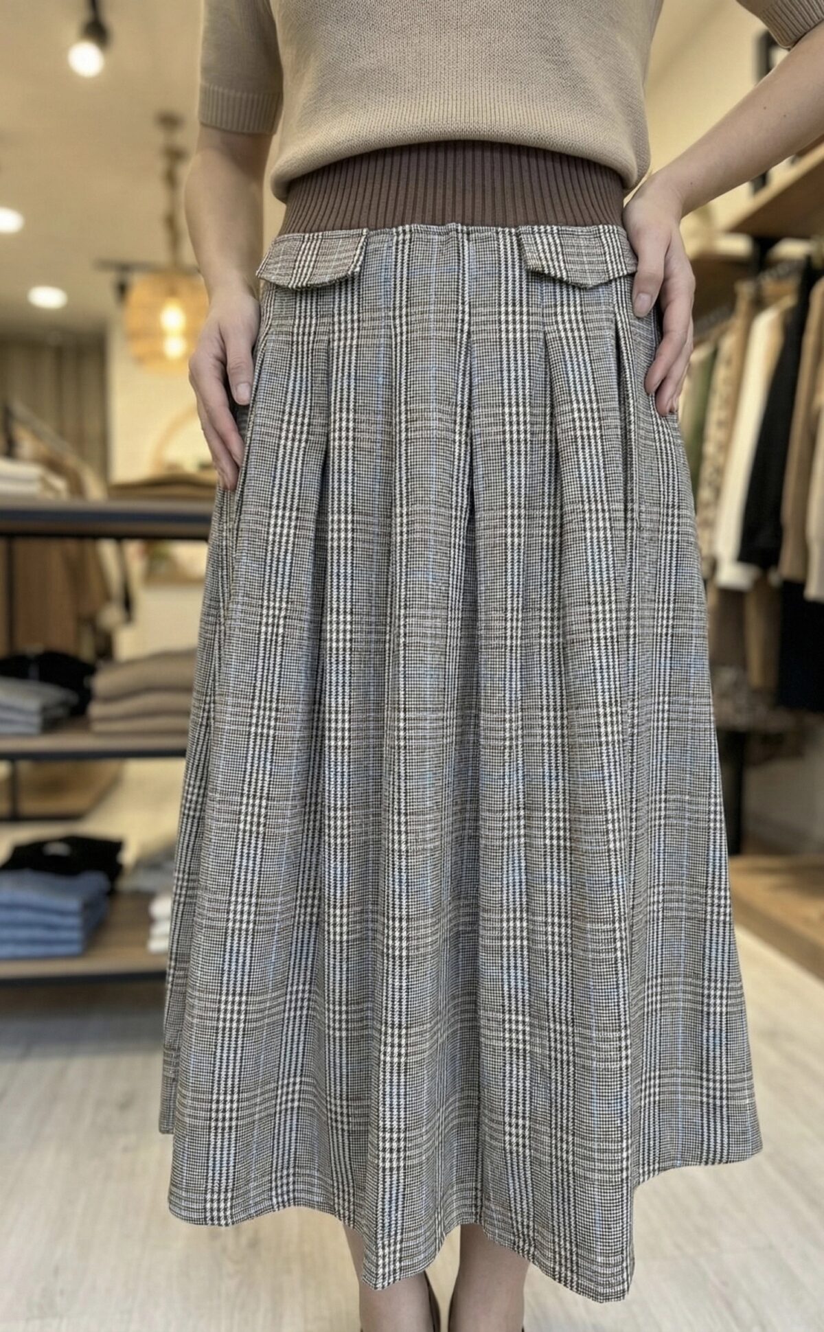 Jupe Midi Plissée Motif