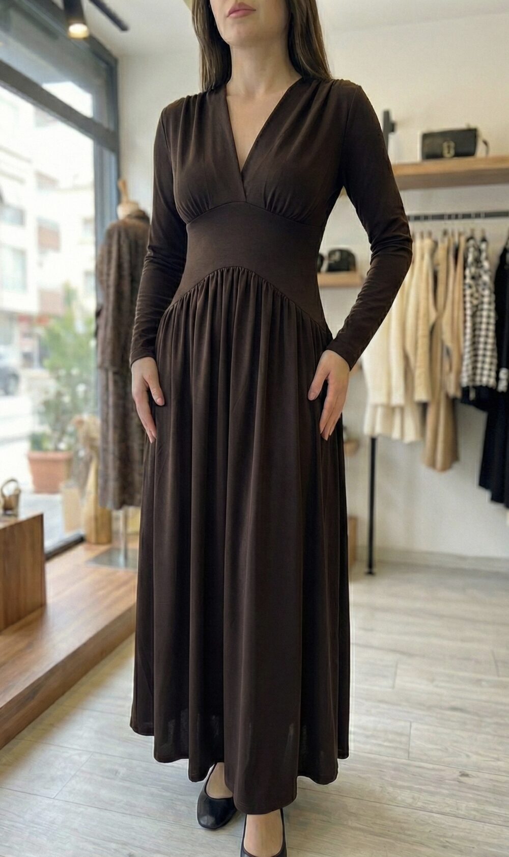 Robe Longue Fluide Coupe Empire – Image 2