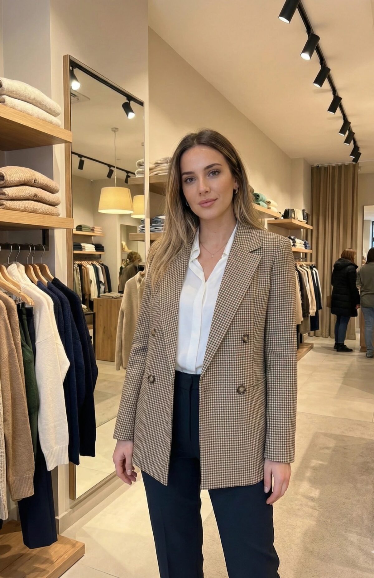 Blazer Croisé à Carreaux