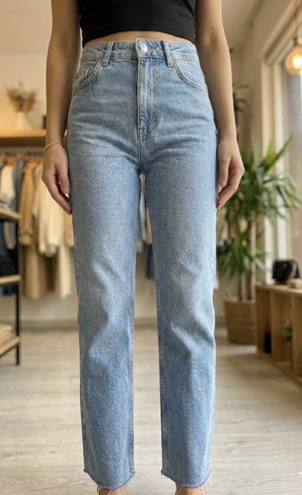 Jean taille haute vintage bleu – Image 2