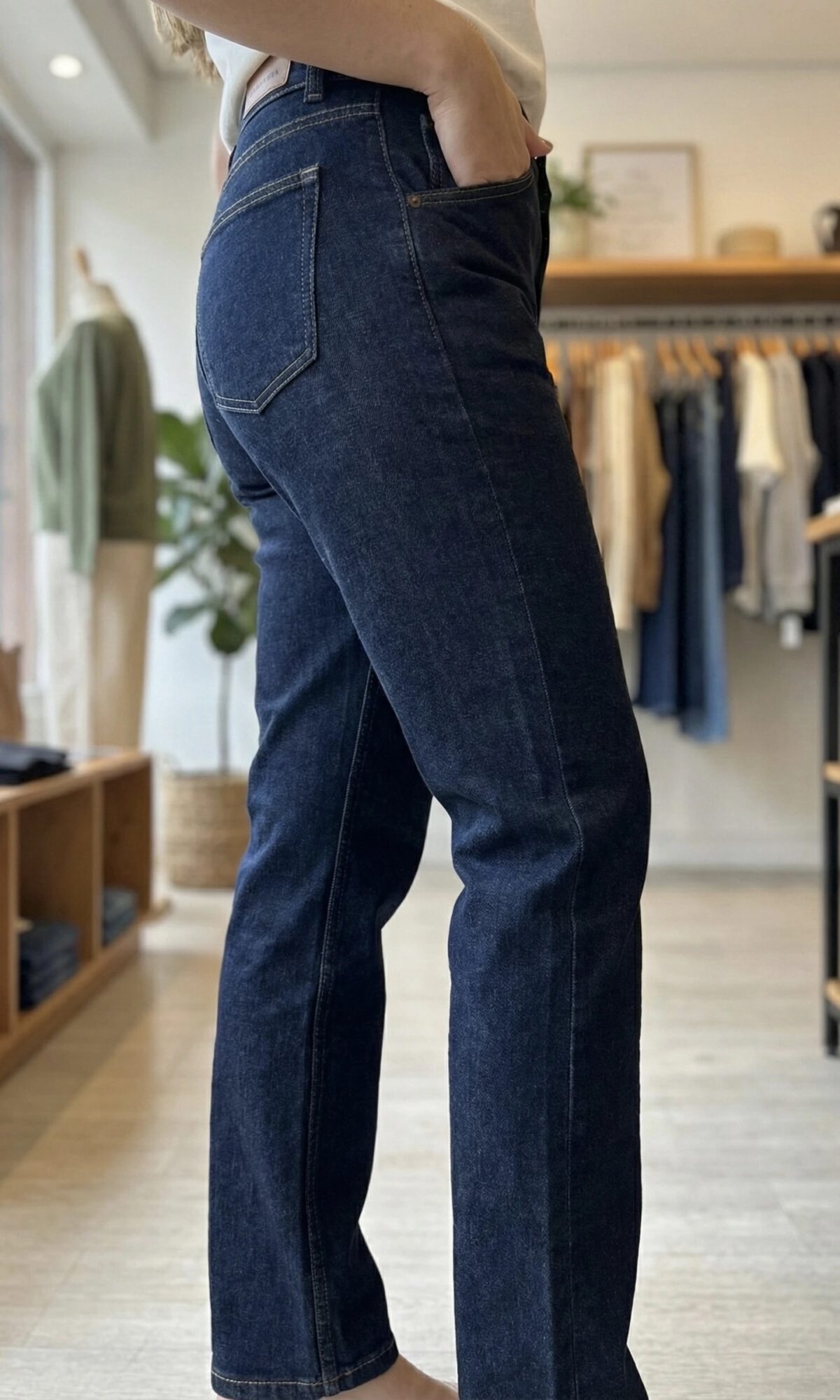 Jean taille haute bleu nuit