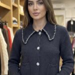 Gilet Maille Col Bijou - Noir & Strass STD