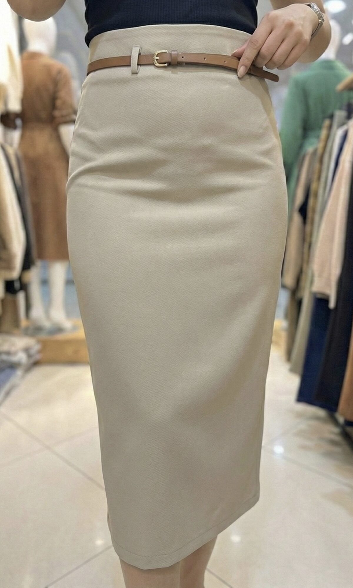 Jupe Crayon Midi Taille Haute TAILLE S