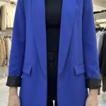 Veste Blazer Col Châle - Bleu Roi Électrique