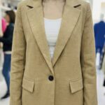 Veste Blazer Coupe Droite - Beige Sable Texturé