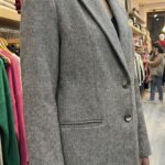 Veste Blazer Aspect Tweed - Marron Glacé & Boutons Écaille STD 44-46