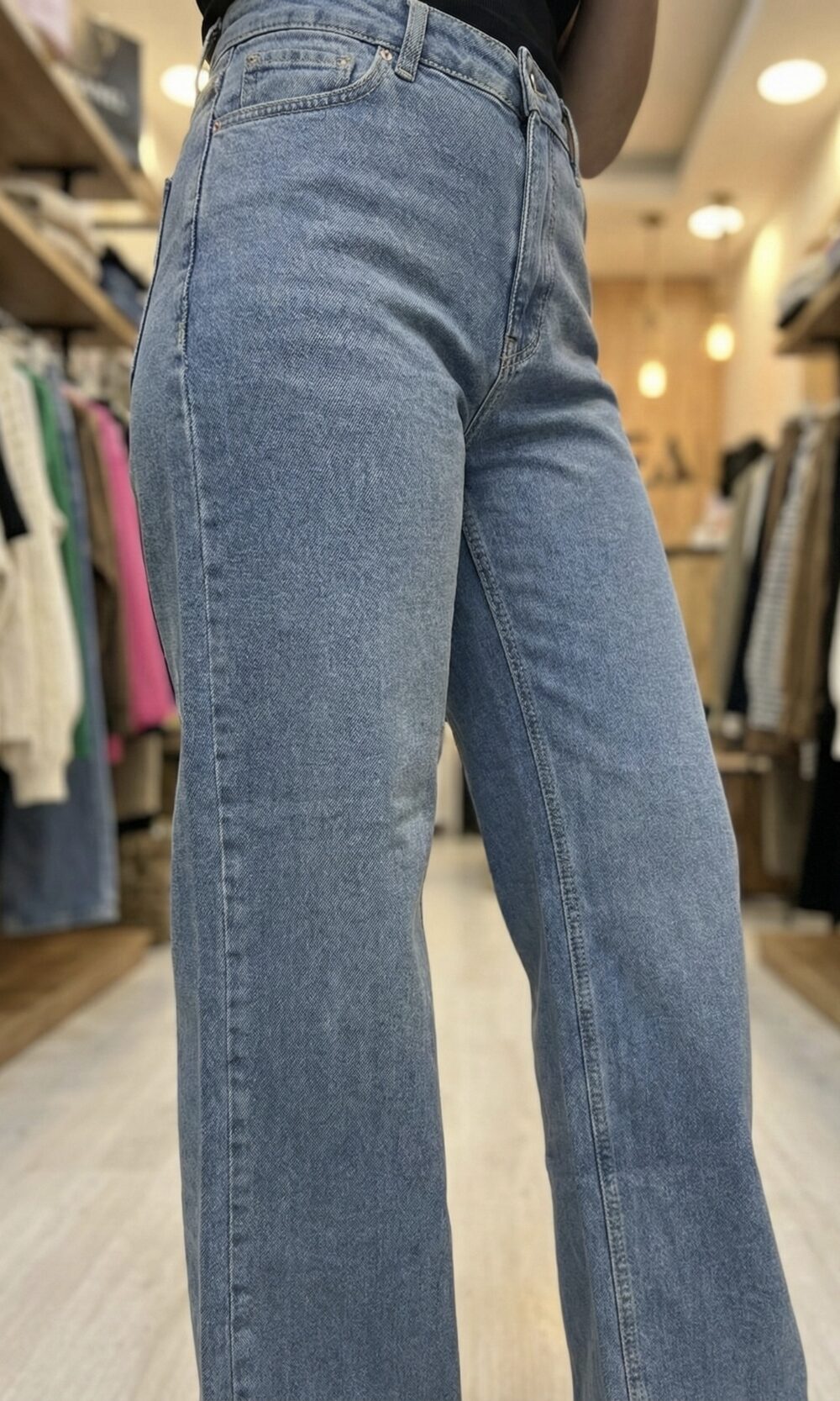 Jean Droit Taille Haute - Bleu Clair Vintage grand taille – Image 2