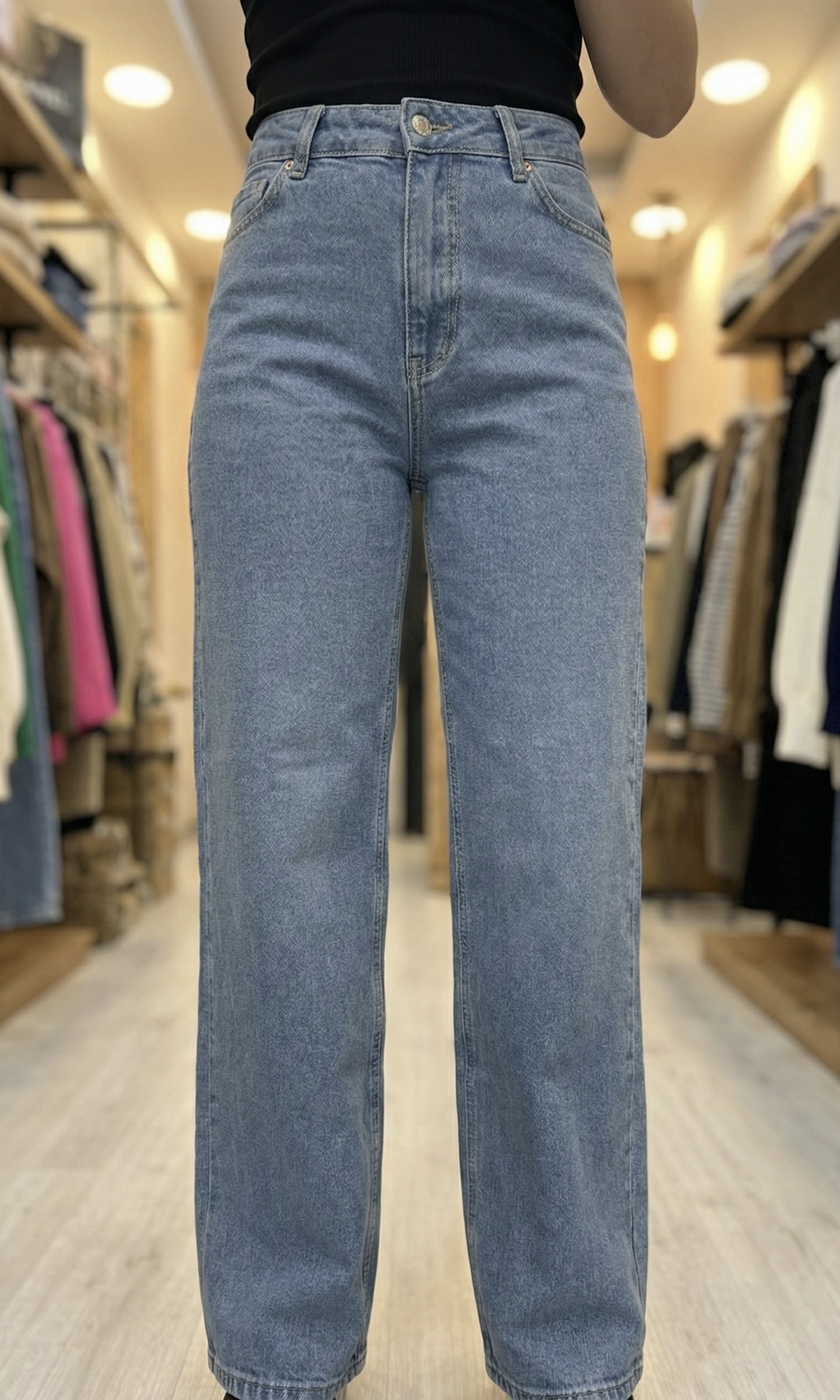 img_1096 Jean Droit Taille Haute - Bleu Clair Vintage grand taille – Image 1