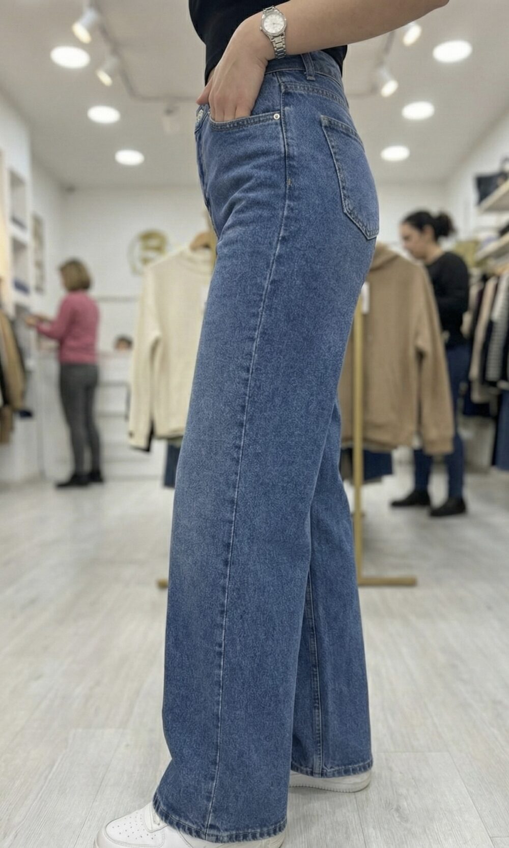 Jean Wide Leg Taille Haute - Bleu Stone – Image 2