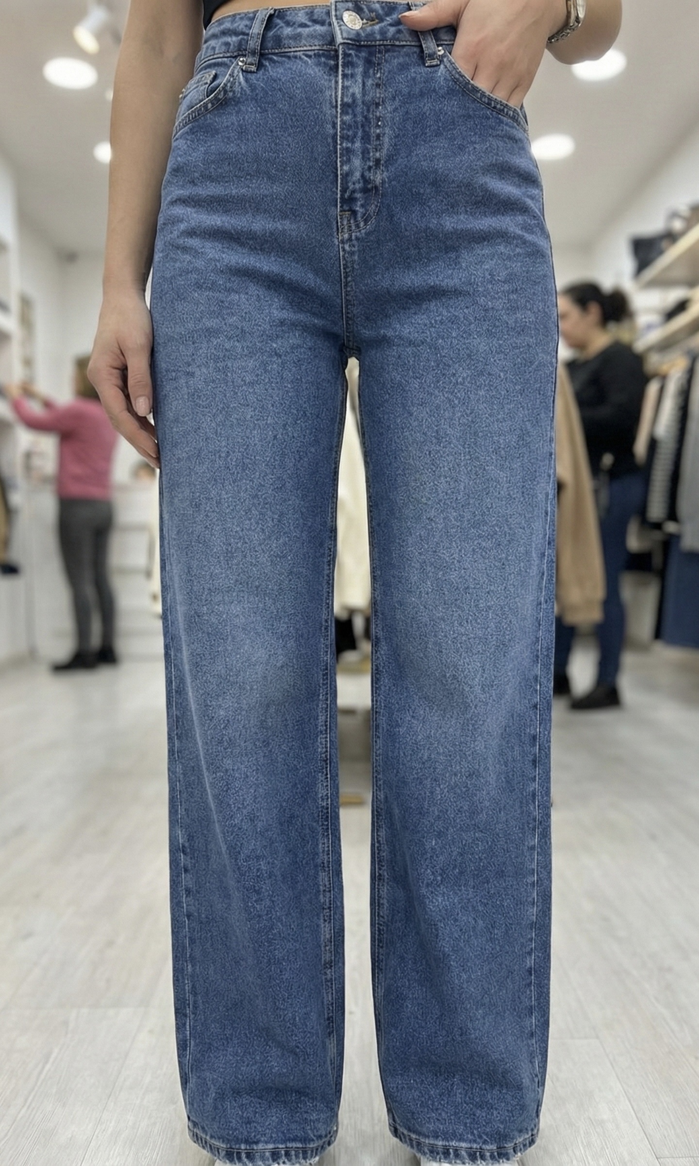 img_1117-3 Jean Wide Leg Taille Haute - Bleu Stone – Image 1