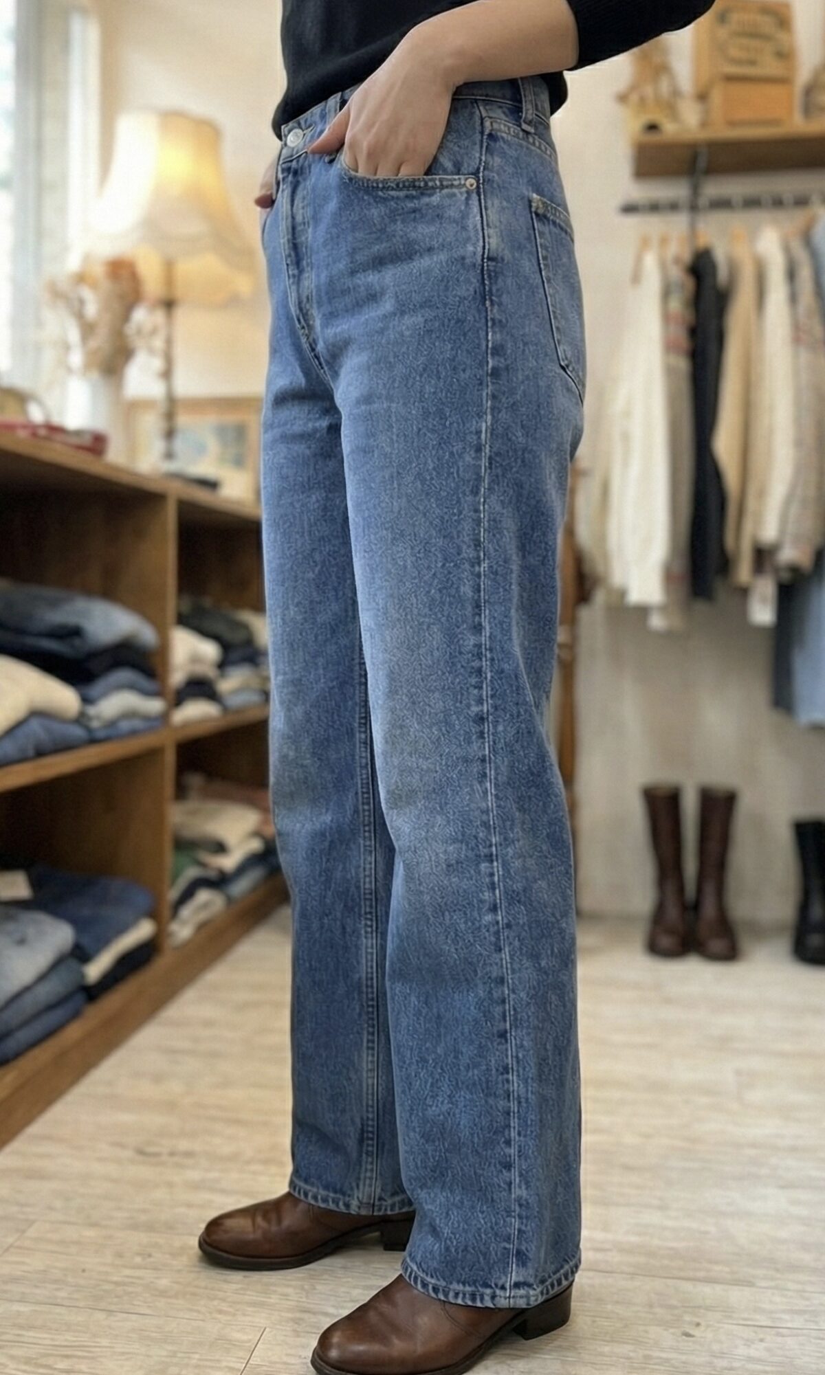 Jean Fit Vintage – Taille Haute Bleu Clair