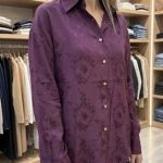 Chemisier Satiné Jacquard – Boutons Dorés