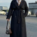 Trench Coat Long Classique – Ceinturé & Intemporel (bleu nuit ou Noir)