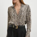 Chemise Motif Serpent Gris & Beige