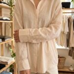 Chemise Oversize Texturée – Rayures
