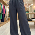 Pantalon Large Fluide à Taille Élastique