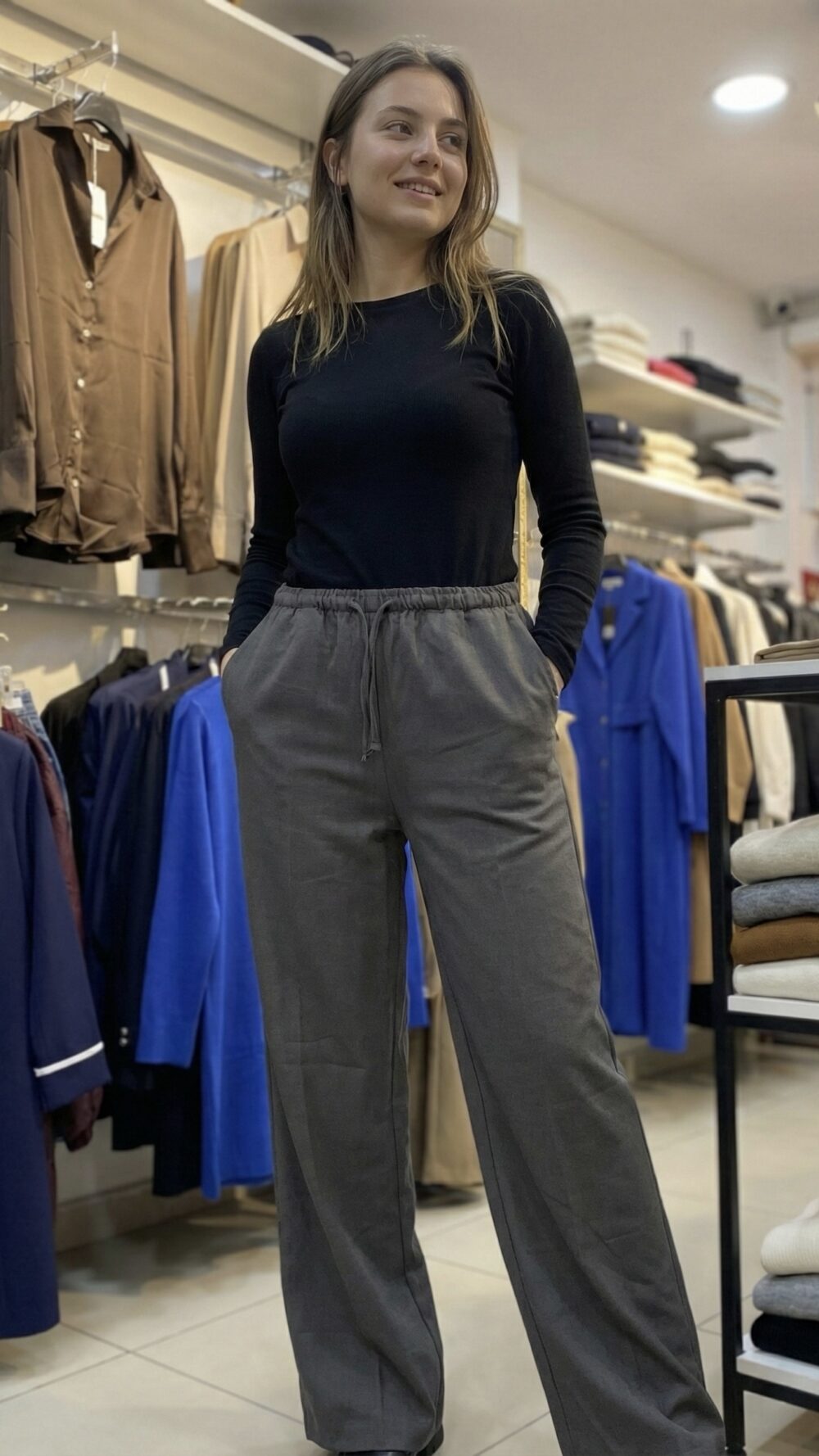 Pantalon Large Fluide à Taille Élastique – Image 2