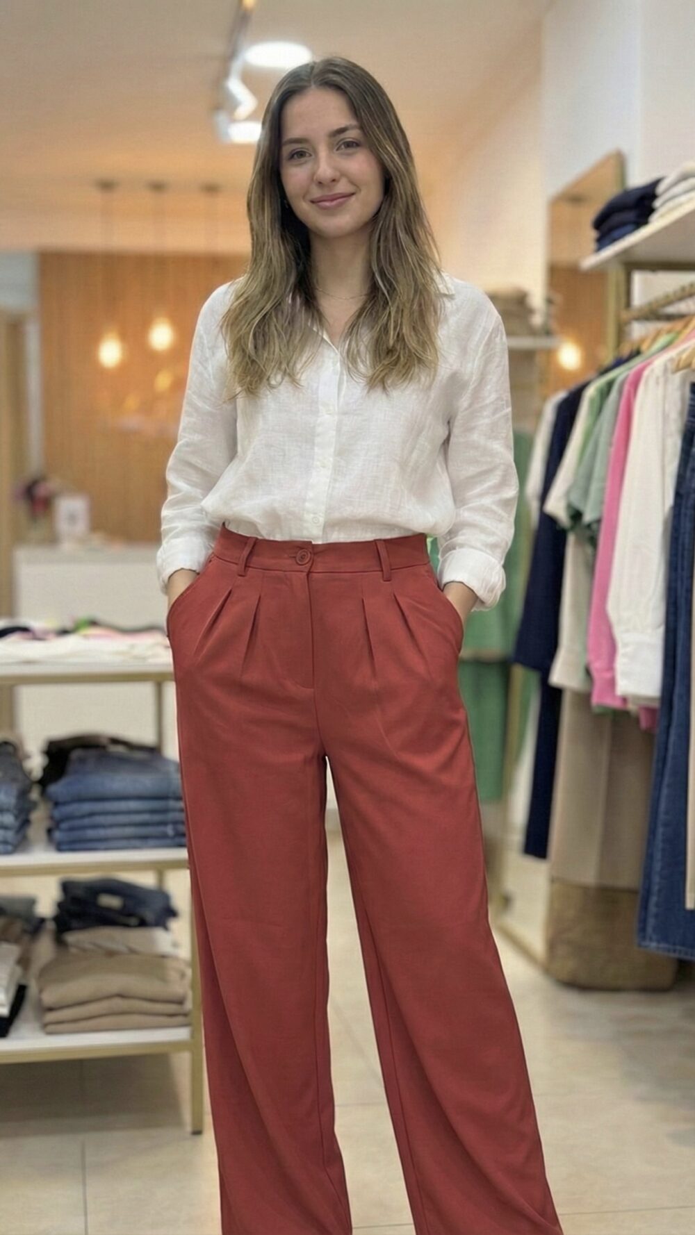 Pantalon Palazzo Taille Haute à Pinces – Image 2