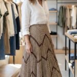 Jupe bohème chic à chevrons