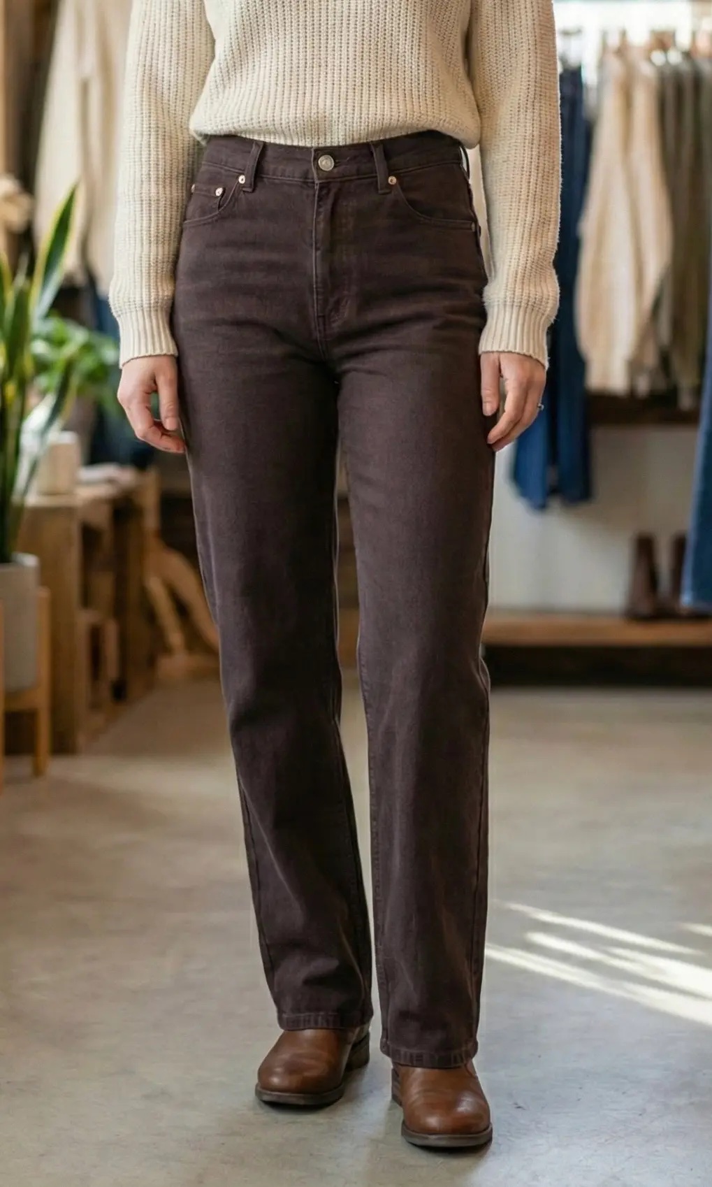 img_8799-3 Jean Coupe Droite – Denim Marron – Image 1