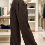 Pantalon Wide Leg Chocolat (Rayé)