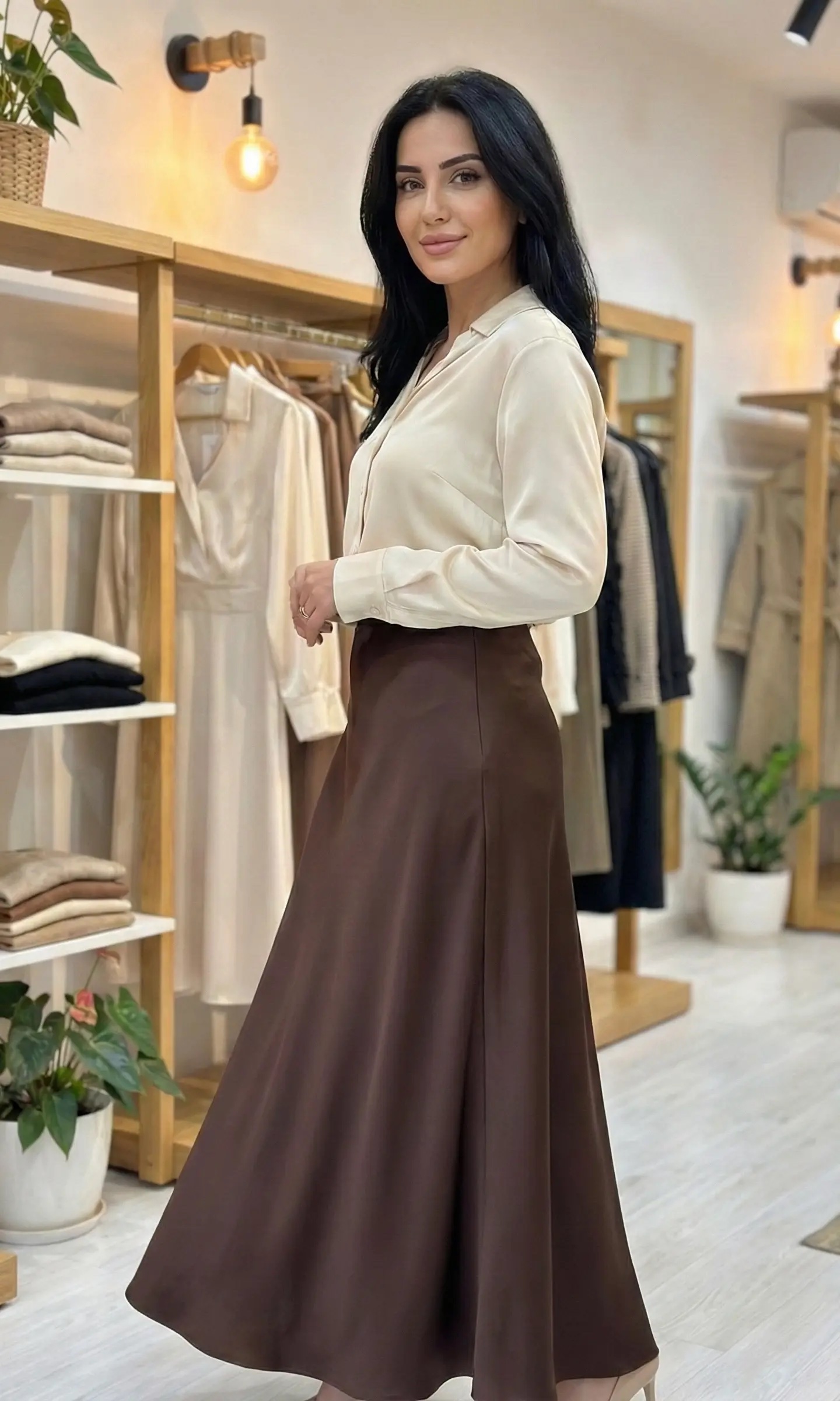 img_8984-4 Jupe Midi Satinée – Noire & Coupe Évasée – Image 1