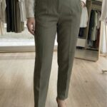 Pantalon Coupe Cigarette vert olive