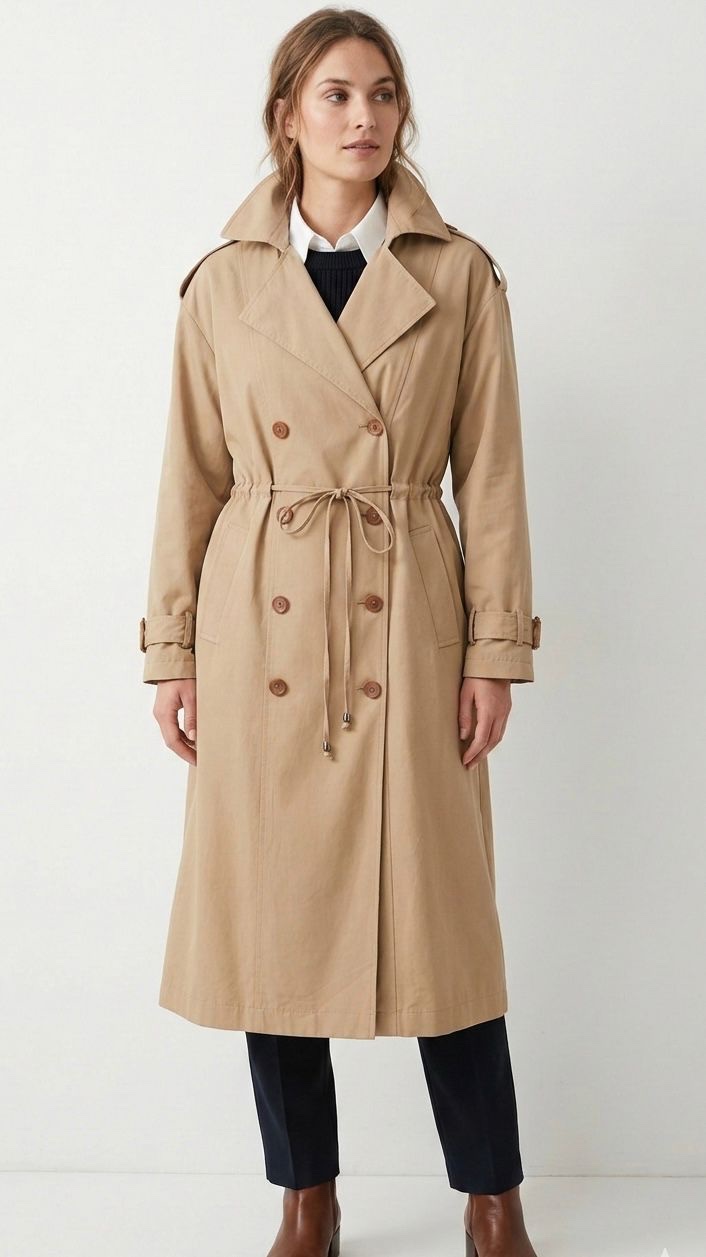 2b95f93a-63b9-4b36-9996-ec47098f359e Trench-Coat Structuré avec Pattes d'Épaule et Poignets Ajustables - STD – Image 1