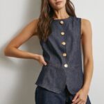 Gilet jean bouton doré