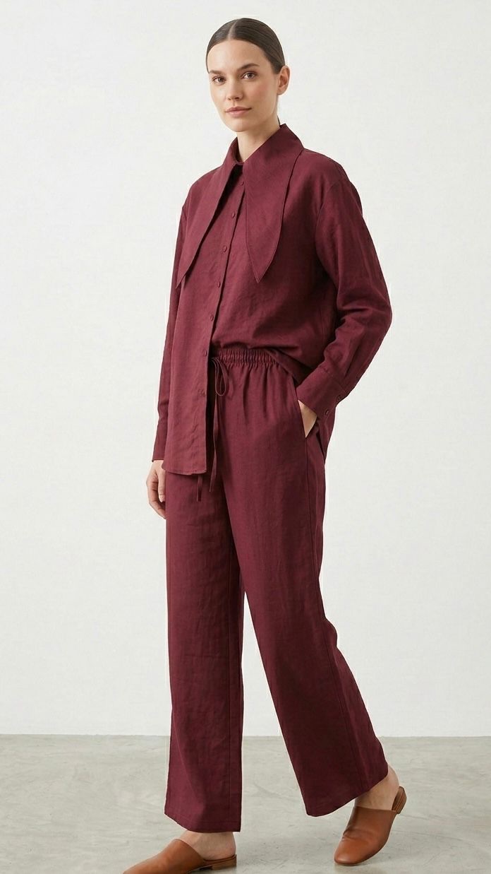 96792e1b-08e2-46f9-8a04-371bf1c97f84 Ensemble 2 Pièces en Lin avec Chemise à Col – Image 1