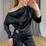 Blouse Drapée Asymétrique en Satin
