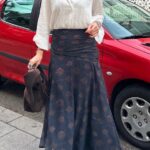 Jupe Midi Plissée à Motif Ourlet Asymétrique