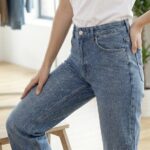 Jean droit à strass Scintillants