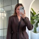 Blazer Anthracite avec Détails Dentelle