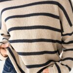 Pull marinière en maille texturée sable et marine