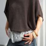 Pull fluide en maille fine avec base en dentelle de cils STD