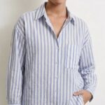 Chemise Oversize à Rayures Bleues et Blanches - Fraîcheur Estivale