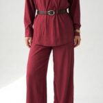 Ensemble Coordonné Fluide "Saharienne Chic" – Tunique et Pantalon Large