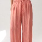 Pantalon Large et Fluide en Tissu Texturé