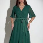 Robe vert émeraude rubans - Taille 2xl