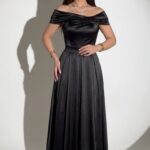 Robe soirée noir satinée - Taille m