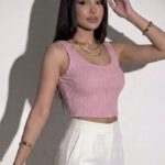 Crop top côtelée
